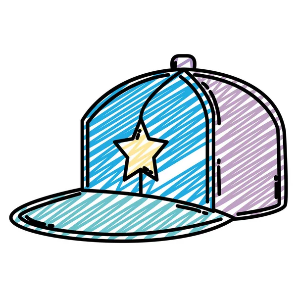 Gorra Casual Moda Doodle Con Ilustración Vectorial Estilo Estrella — Archivo Imágenes Vectoriales