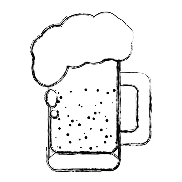 Vaso Cerveza Grunge Con Espuma Licor Bebida Vector Ilustración — Vector de stock