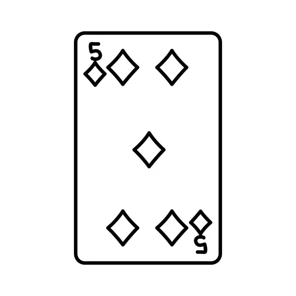 Γραμμή Πέντε Διαμαντιών Καζίνο Κάρτα Παιχνίδι Διανυσματικά Εικονογράφηση — Διανυσματικό Αρχείο