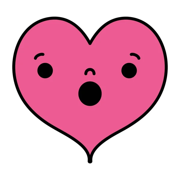 Farbe Kawaii Überrascht Herz Süß Liebe Vektor Illustration — Stockvektor