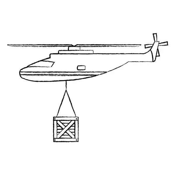 Grunge Helicopter Transport Wood Box Hanging Vector Illustration — Stock Vector