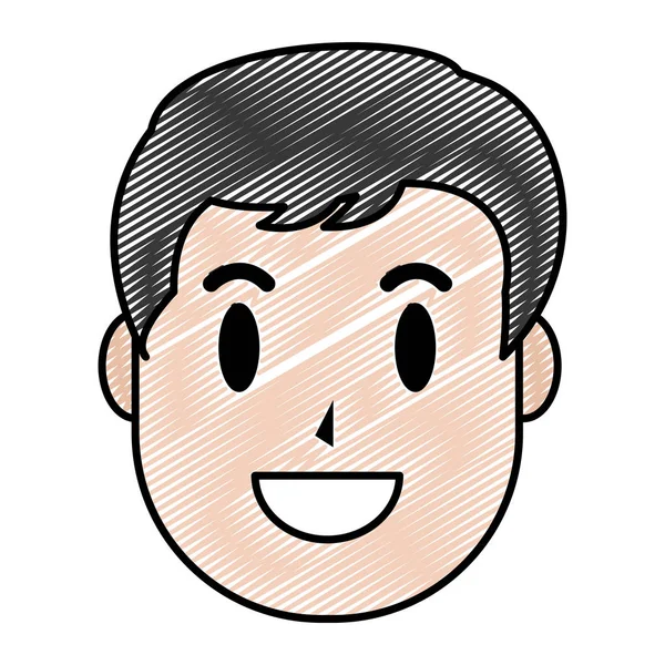 髪型デザイン ベクトル図で幸せな男の頭を落書き — ストックベクタ