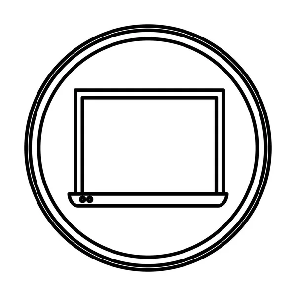 Illustration Vectorielle Emblème Technologie Ordinateur Portable Écran Électronique Ligne — Image vectorielle