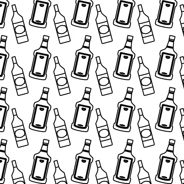 Línea Tequila Licor Botella Fondo Vector Ilustración — Vector de stock