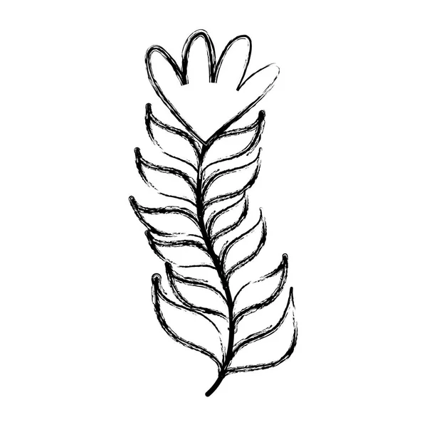 Grunge Feuilles Branches Naturelles Avec Illustration Vectorielle Fleurs Exotiques — Image vectorielle