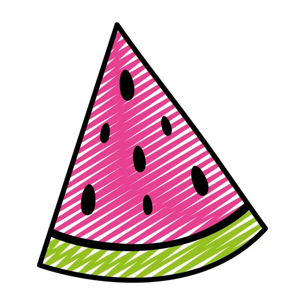 涂鸦美味的切片西瓜水果维生素矢量插图 — 图库矢量图片
