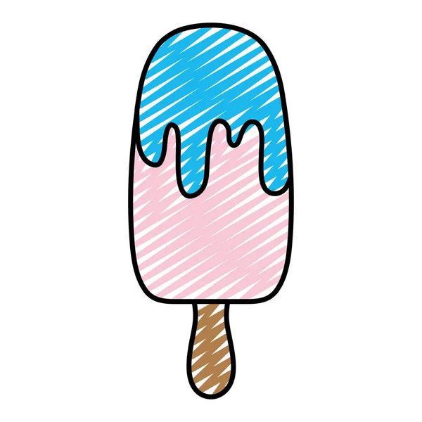 Doodle Vers Ijs Lolly Zoete Dessert Vectorillustratie — Stockvector