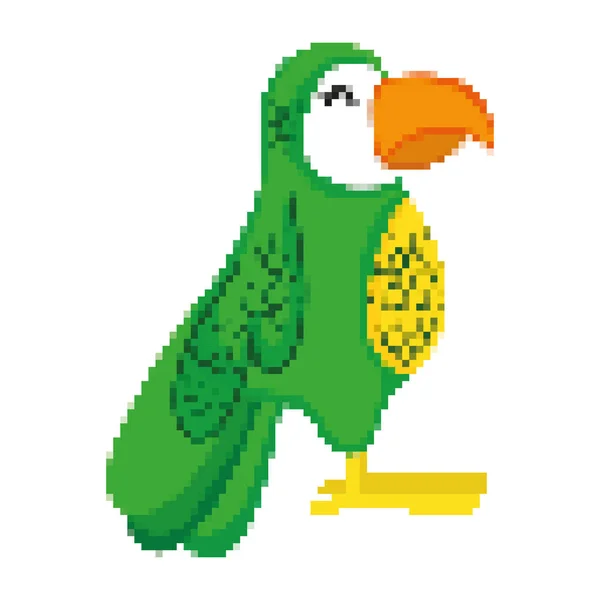 Pájaro Loro Exótico Pixelado Con Plumas Belleza Vector Ilustración — Archivo Imágenes Vectoriales