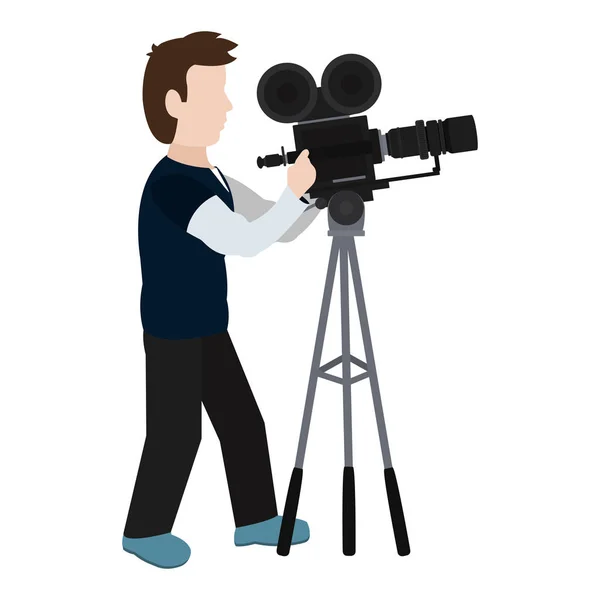Cameraman Profissional Com Máquina Filmar Ilustração Vetor Equipamentos Digitais — Vetor de Stock
