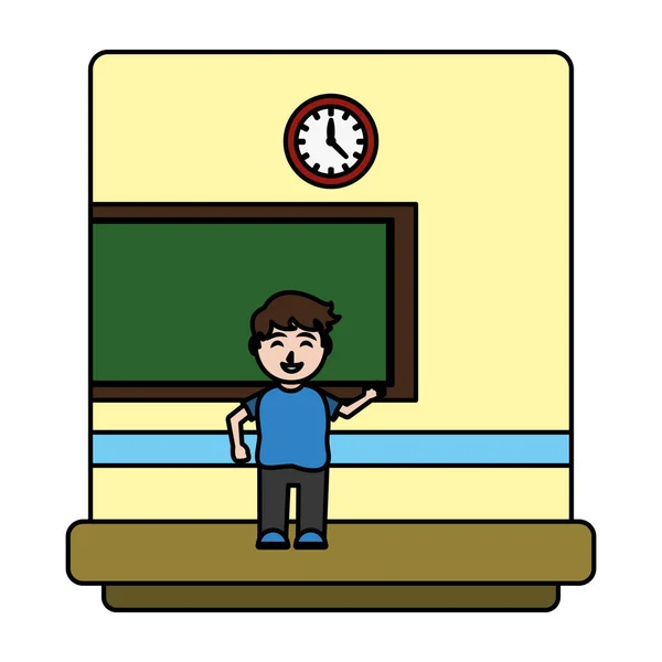 Color Happy Student Knowledge School Classroom Vector Illustration — Stock Vector