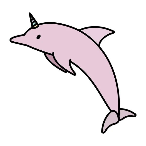 Color Beauty Dolphin Marine Wildlife Animal Vector Illustration — Stock Vector