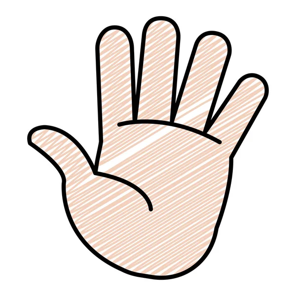 Doodle Ωραία Παλάμη Χέρι Χειρονομία Στυλ Εικονογράφηση Φορέα — Διανυσματικό Αρχείο
