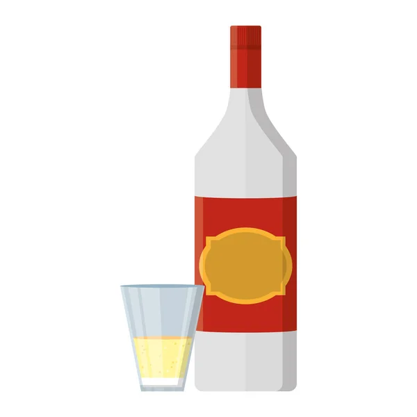Schnaps Bouteille Alcool Verre Illustration Vectorielle Boisson — Image vectorielle