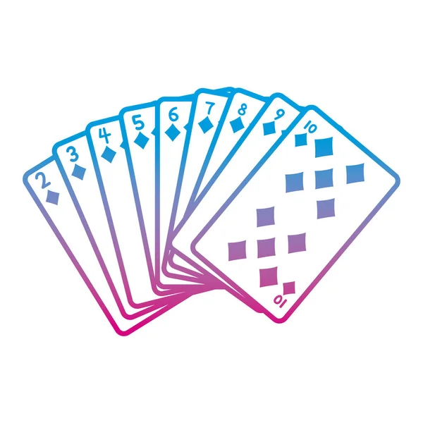 Degraded Line Diamonds Cards Classic Casino Game Vector Illustration — Stock Vector
