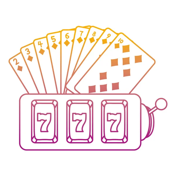 Gedegradeerd Lijn Diamanten Kaarten Casino Slot Machine Vectorillustratie — Stockvector