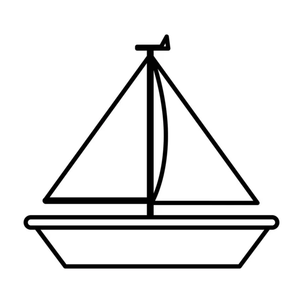 Houten Schip Vervoer Lijnstijl Zee Vectorillustratie — Stockvector