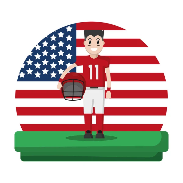 Joueur Football Avec Uniforme Etats Unis Illustration Vectorielle Drapeau — Image vectorielle