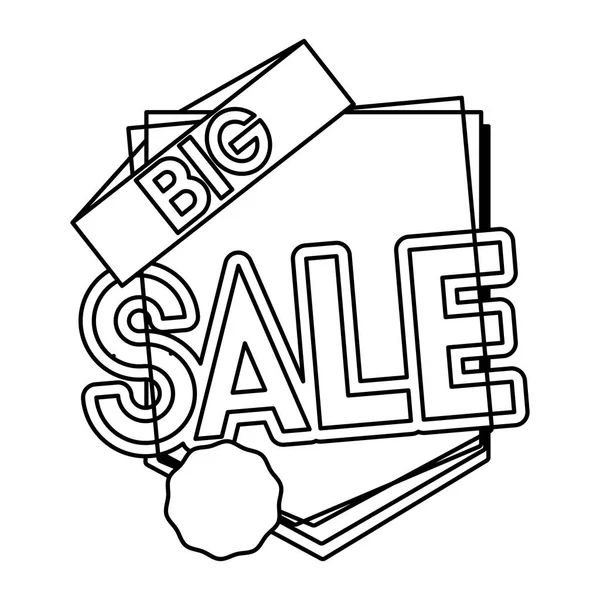 Line Big Sale Promo Tag Nachricht Vektor Illustration — Stockvektor