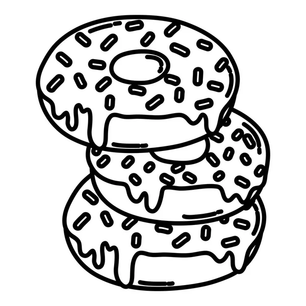 線パン屋さんおいしいドーナツ甘いおいしいベクトル図 — ストックベクタ