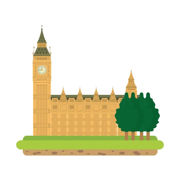 Лондонская Башня Векторной Иллюстрацией Деревьев — стоковый вектор