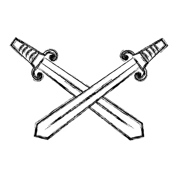 Grunge Swords Medieval Weapon Steel Design Vector Illustration — Stock Vector