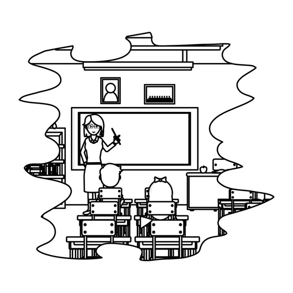 Linienstudenten Lernen Von Wissen Lehrer Ausbildung Vektor Illustration — Stockvektor