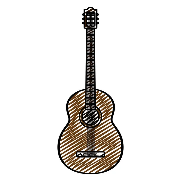 Doodle Guitarra Instrumento Música Arte Estilo Vector Ilustración — Vector de stock