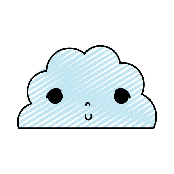 Doodle Kawaii Lindo Esponjoso Nube Tiempo Vector Ilustración — Archivo Imágenes Vectoriales