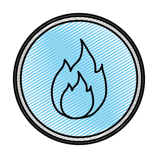 Doodle Hot Burn Flame Fire Emblem Vector Illustration — Stock Vector