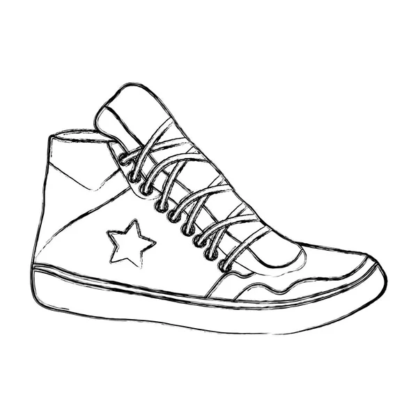 Grunge Sneaker Skor Med Fashion Star Stil Vektor Illustration — Stock vektor