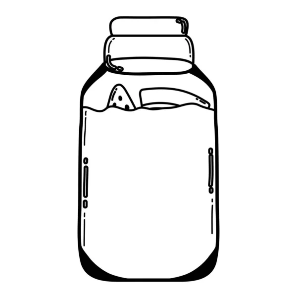 Linia Mason Jar Ilustracji Wektorowych Zachowaj Owoce Arbuz — Wektor stockowy