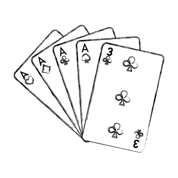 Grunge Quatre Une Illustration Vectorielle Jeu Cartes Casino Genre — Image vectorielle