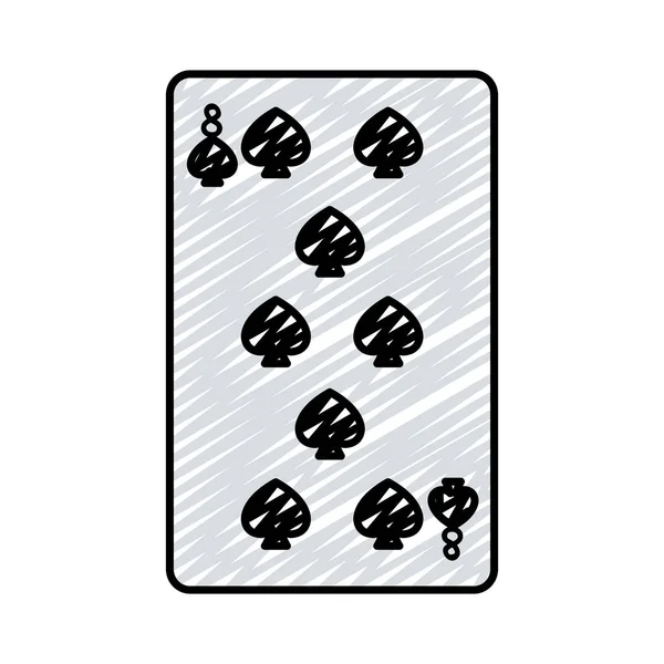 Sekiz Mızrakları Casino Kart Oyun Vektör Çizim Doodle — Stok Vektör