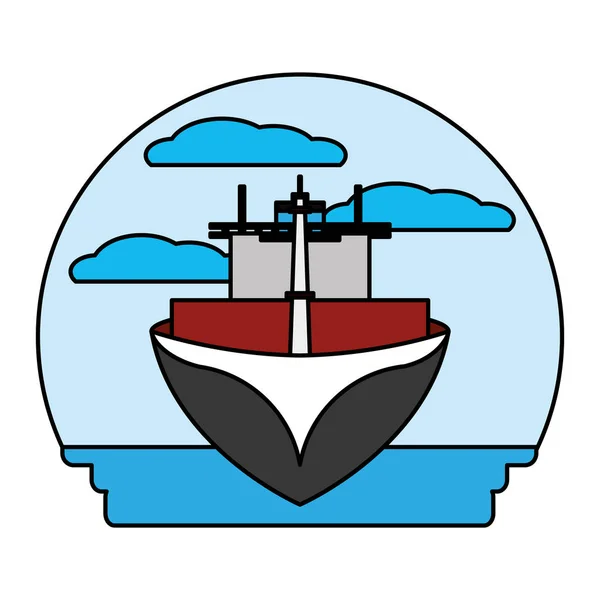 Kleur Front Schip Vervoer Zee Voertuig Vectorillustratie — Stockvector