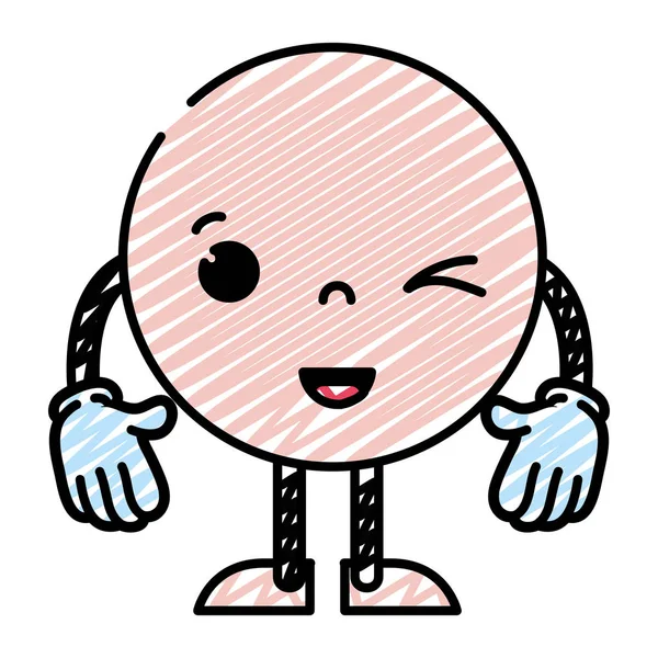 Doodle Divertido Personaje Emoji Con Brazos Piernas Vector Ilustración — Vector de stock