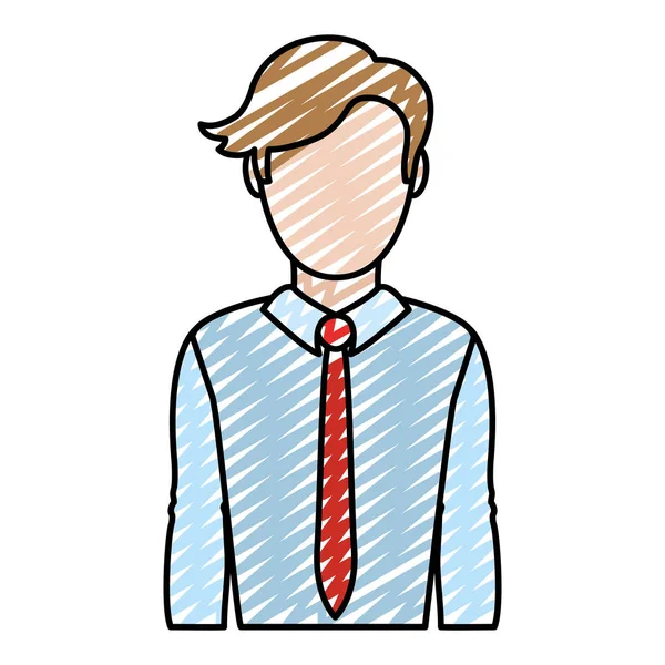 Doodle Homem Elegante Com Gravata Curto Penteado Vetor Ilustração —  Vetores de Stock