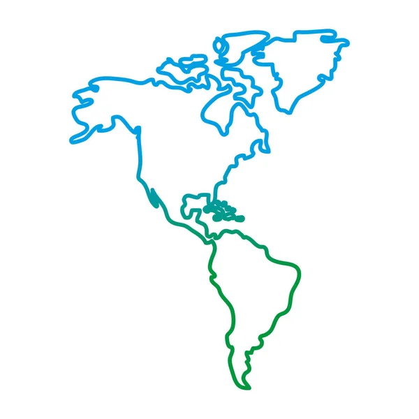 Degradierte Linie Globale Amerika Karte Geographie Kontinent Vektor Illustration — Stockvektor