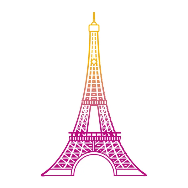 Linha Degradada Eiffel Torre Arquitetura Paris France Vetor Ilustração — Vetor de Stock
