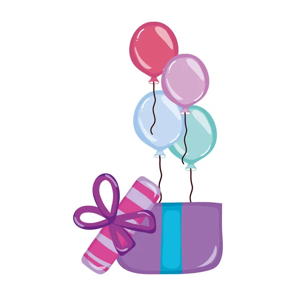 Balões Com Presente Presente Aniversário Festa Vetor Ilustração —  Vetores de Stock