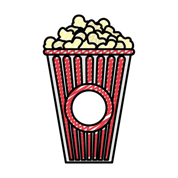 Doodle Köstliche Popcorn Snack Essen Der Box Vektor Illustration — Stockvektor