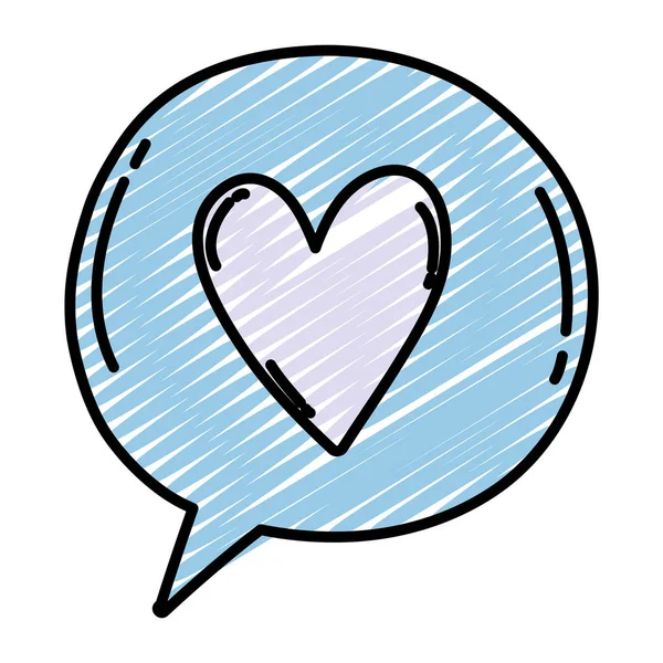 Corazón Garabato Dentro Chat Burbuja Nota Mensaje Vector Ilustración — Vector de stock