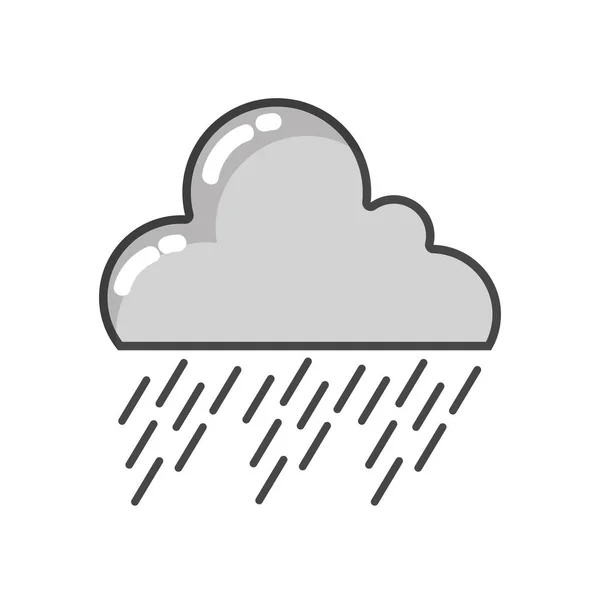グレースケール自然天気ベクトル図を雨が降っている空雲 — ストックベクタ