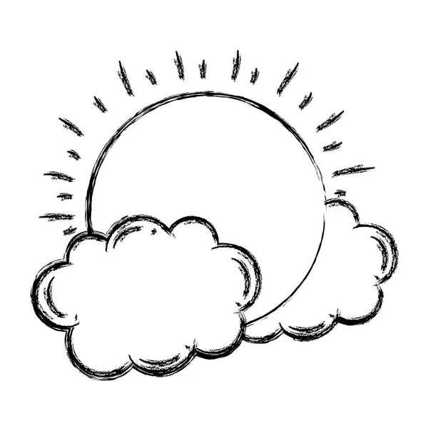 Grunge Natur Sonne Wetter Mit Wolken Design Vektor Illustration — Stockvektor