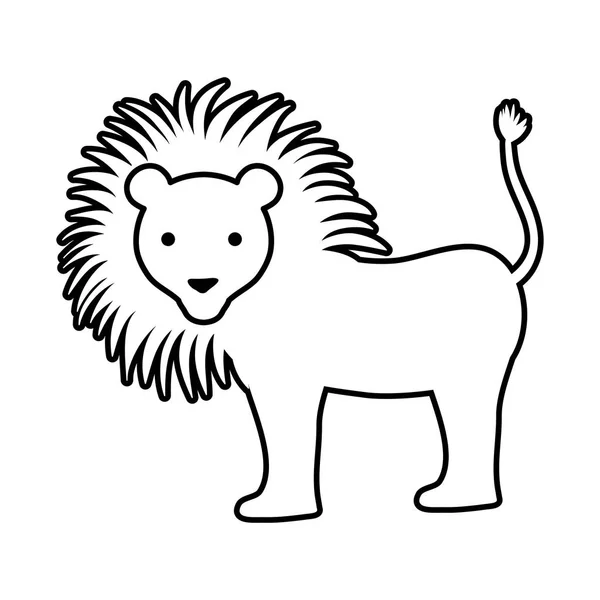 Ligne Mâle Lion Animal Sauvage Vecteur Illustration — Image vectorielle