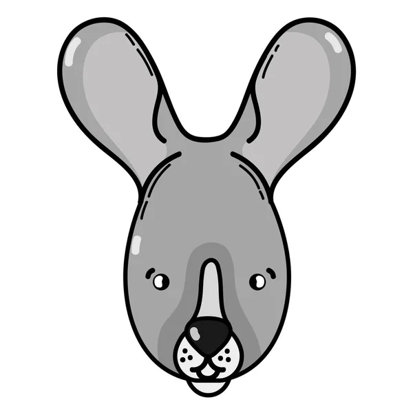 Illustration Vectorielle Animale Sauvage Mignonne Tête Lapin Niveaux Gris — Image vectorielle