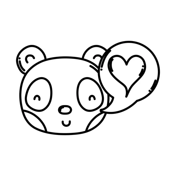 Line Panda Mužské Hlavy Chat Bubliny Vektorové Ilustrace — Stockový vektor