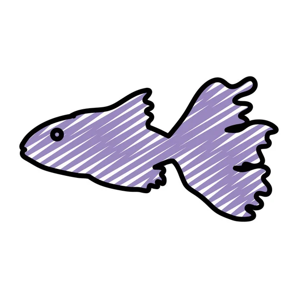 Doodle Tropischen Ballerina Fisch Natur Tier Vektor Illustration — Stockvektor