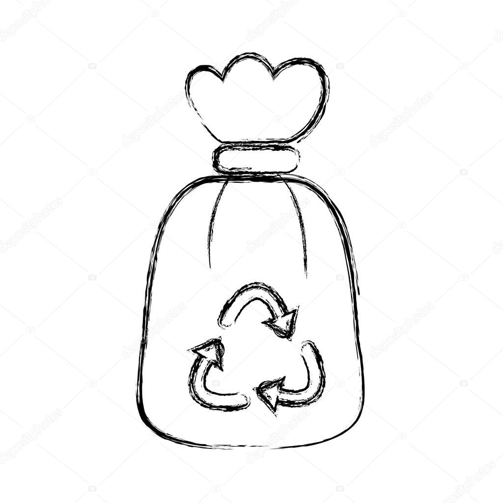 figure garbage trash bag with recycle symbol vector illustration