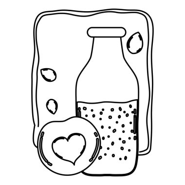 kavanoz ve kiraz meyve vektör çizim satırı sağlıklı meyve suları