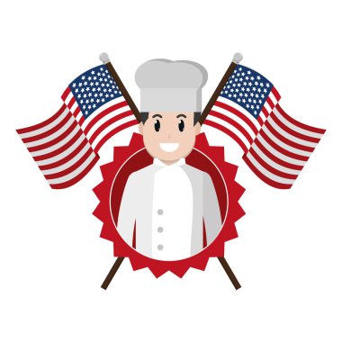 Şef ABD bayrakları ve ulus amblemi vektör çizim ile